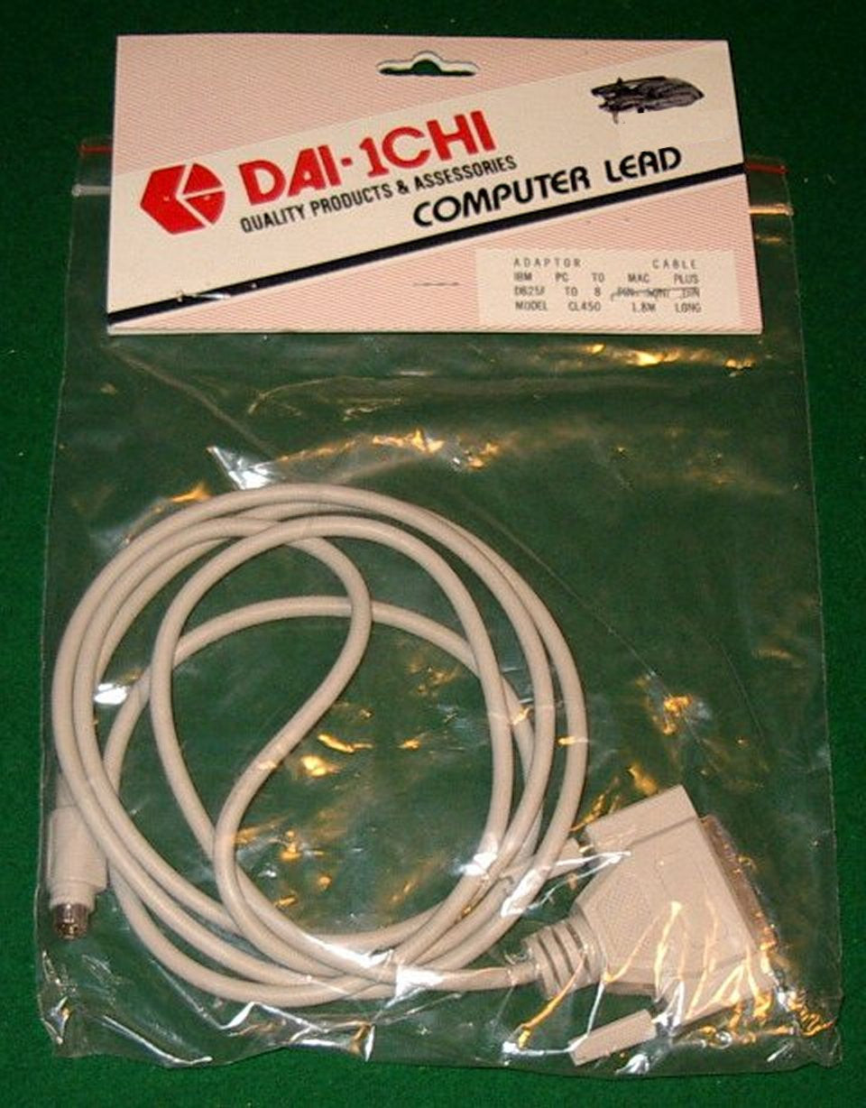 DB25 Female to 8pin MiniDIN Male Computer Cable - Data Transfer Lead for PC to Macintosh - Part # CL450