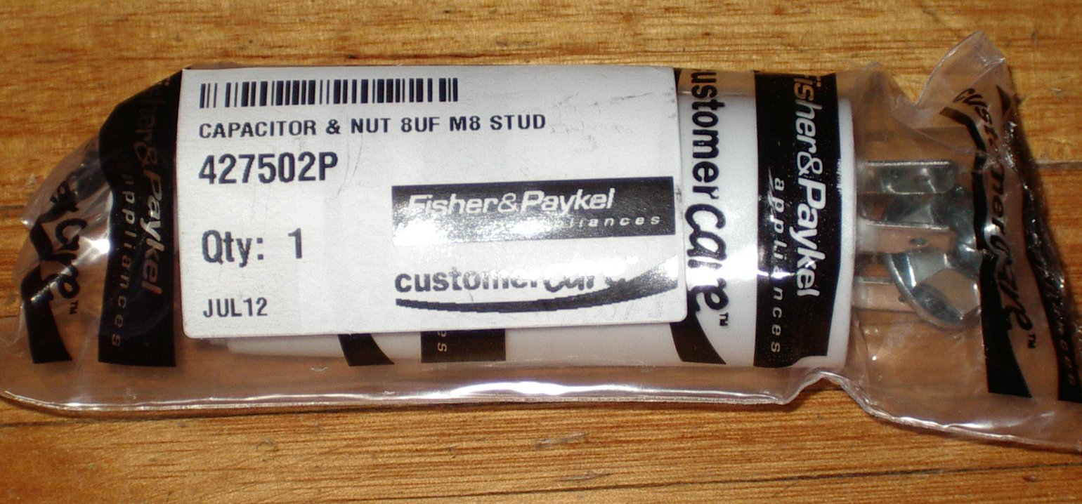 Fisher & Paykel 8uF 400V Motor Start Capacitor with Bolt - FP427502P