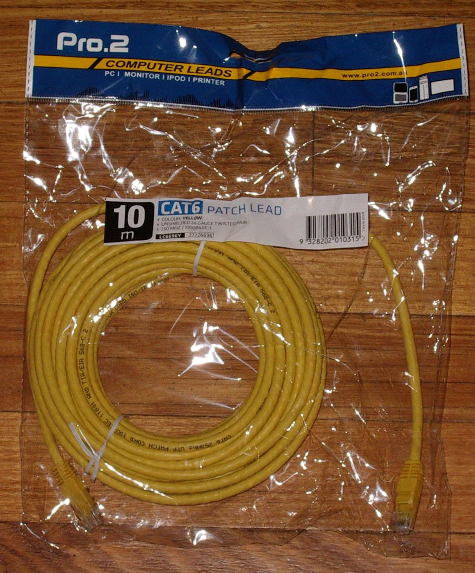 10 - metre Yellow CAT6 RJ45 to RJ45 Network Cable for Computers - Part # LC6696Y