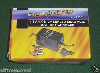 Fast 1.8Amp Auto Charger for 6/12Volt DC Sealed Lead Acid Batteries - Part # MB3523