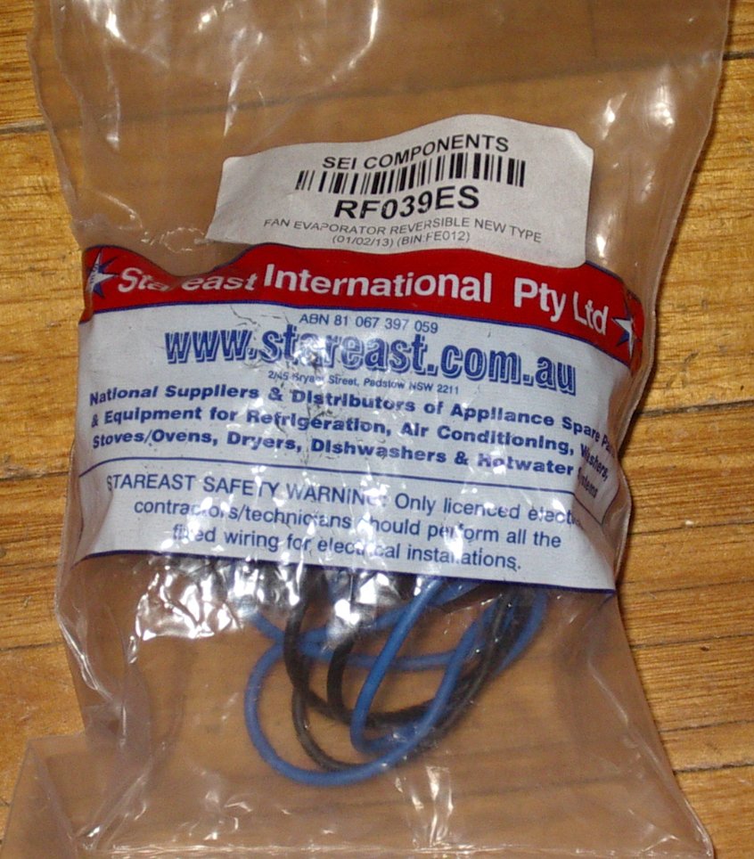 Universal Reversible Evaporator Fan Motor (Part # RF039EB) for No Frost Fridges