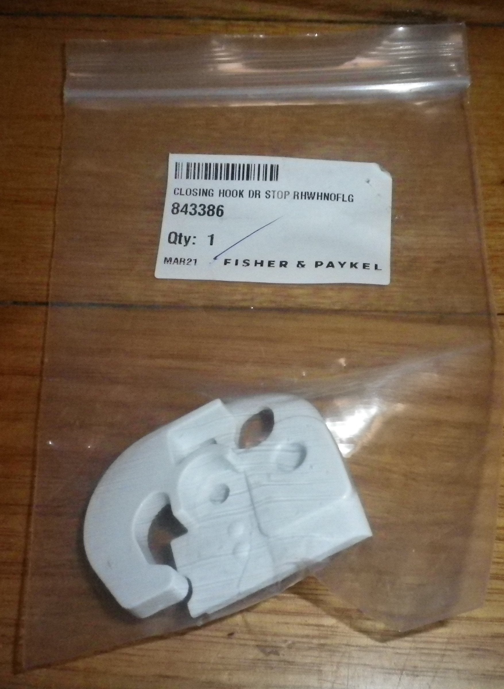 Fisher & Paykel White Refrigerator Door Closing Hook Stop with 4 Holes - Replacement Part # FP843386