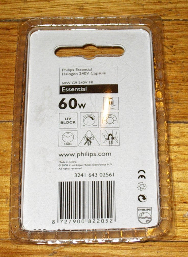 2-Pack 60W 240V Frosted Halogen Wedge Globe with G9 Base - Part #822052
