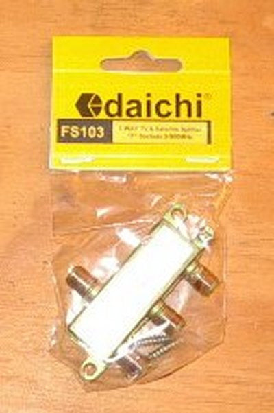 Dai-ichi High-Quality 3-Way F-Connector Type Coaxial Television Antenna Signal Splitter - Model FS103