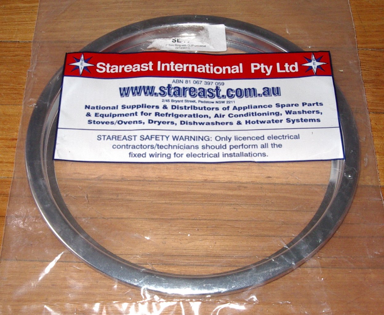 Universal 8-Inch Stove Chrome Decorative Trim Ring without Cutout - Part Number SE40A