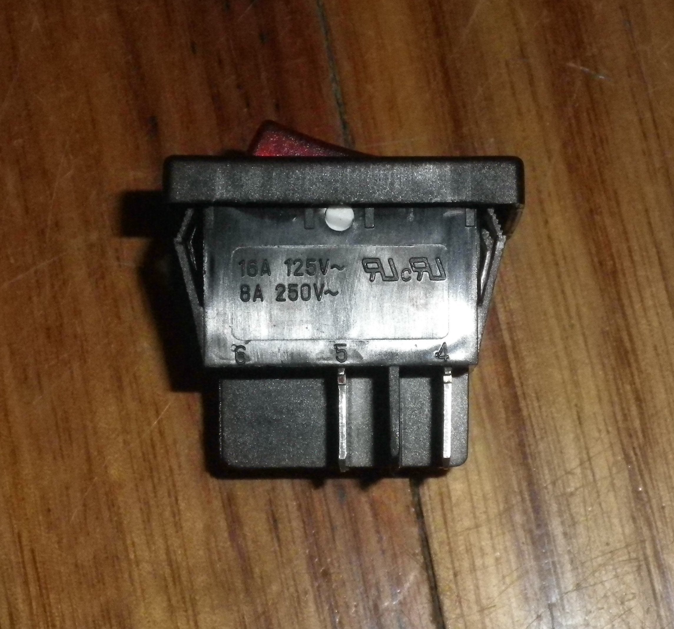 8 Amp Red Lit Double Pole Single Throw (DPST) Rocker Switch - Product Part # A31H