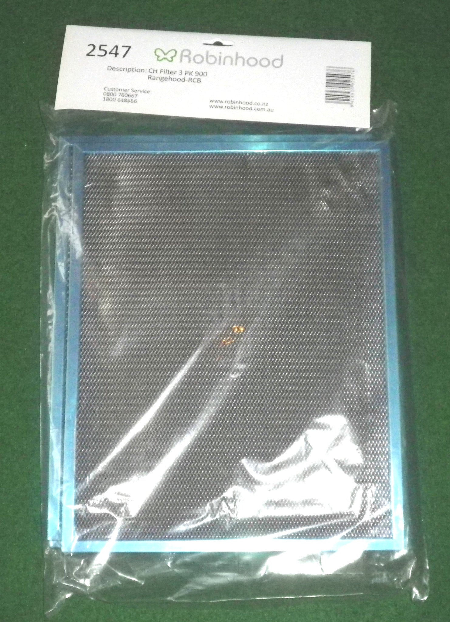 Robinhood RCA2AI9 and RCB2AH9 Range Hood Replacement Carbon Filter Pack of 3 - Part Number 2547