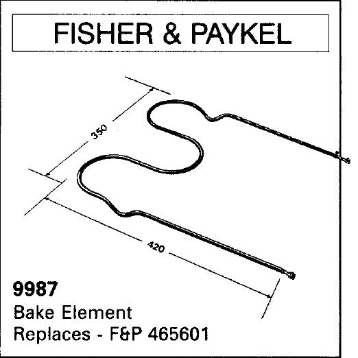Fisher & Paykel RA535 Series Replacement Main Oven Bake Heating Element - Part Number 9987