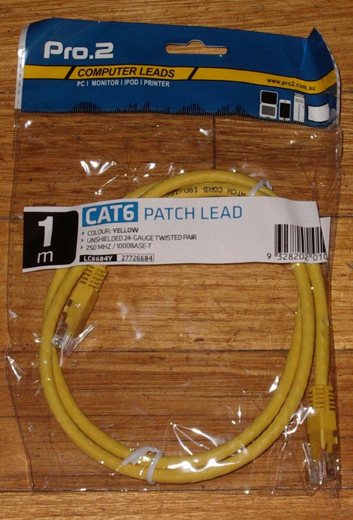 Yellow 1-Meter CAT6 RJ45 to RJ45 Computer Network Cable - Part # LC6684Y