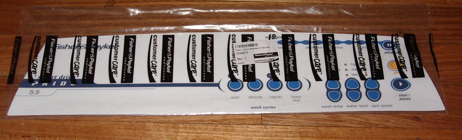 Fisher & Paykel MW058 and MW059 Front Panel Adhesive Decal Replacement - Part Number FP426987P