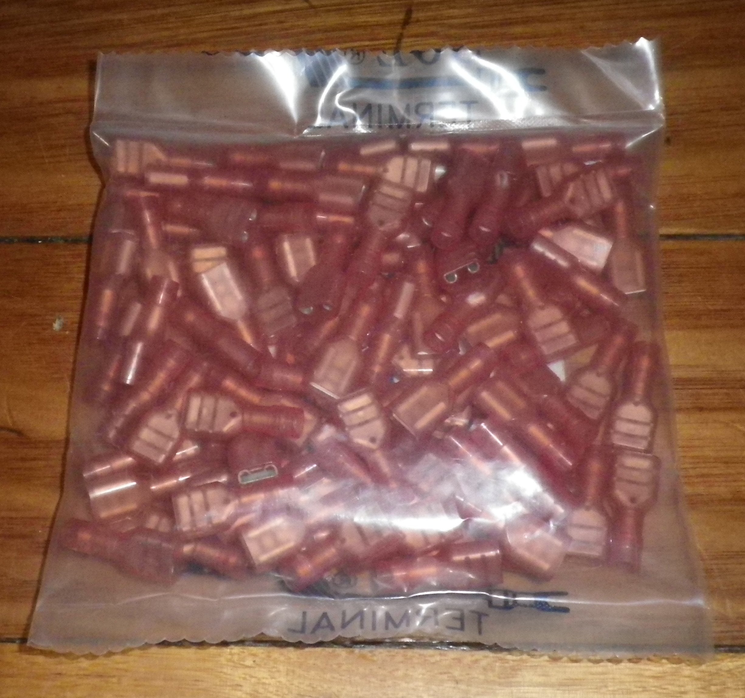 Red 415V Insulated 6.4mm Female Spade Terminals - Pack of 100