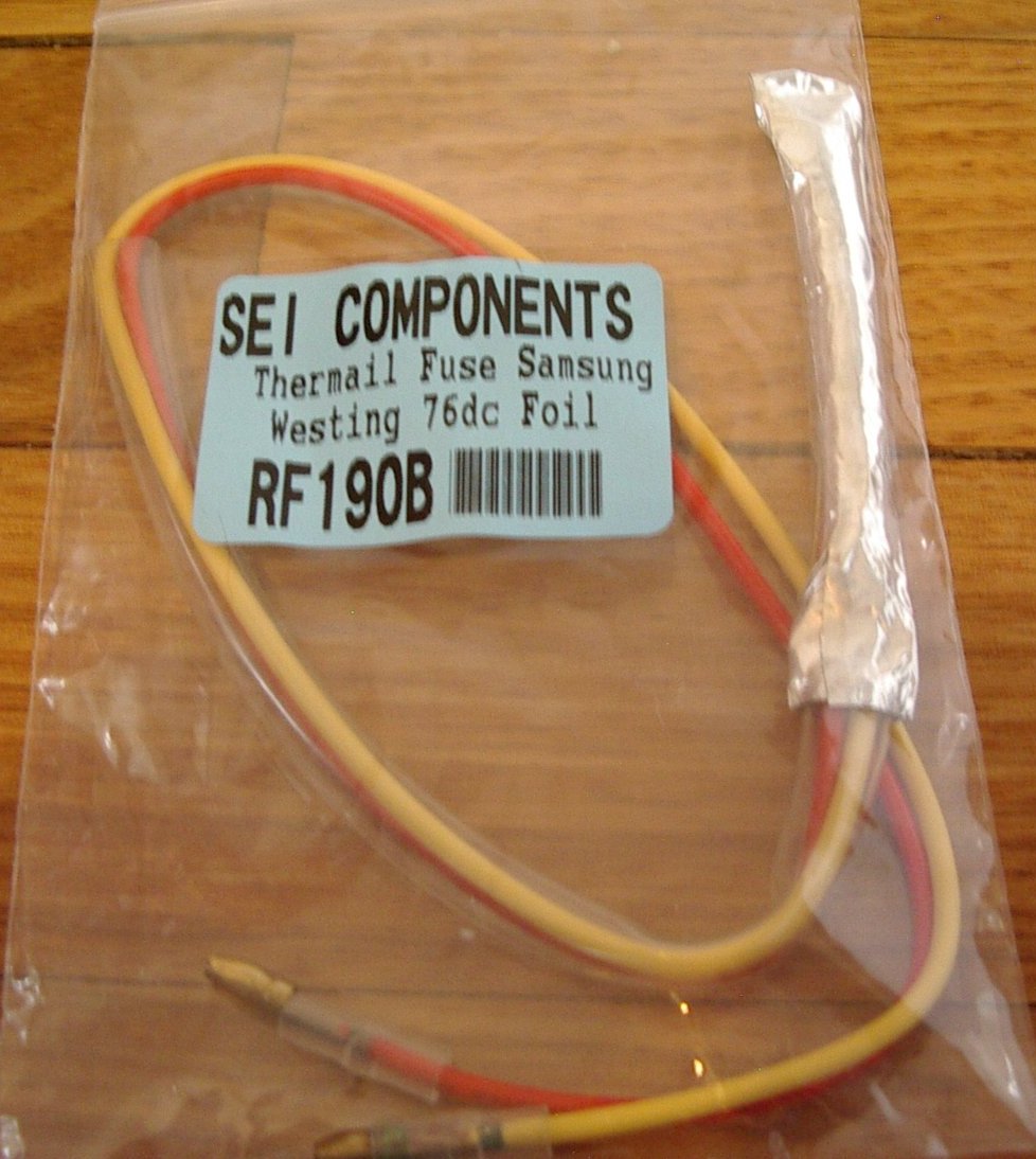 Samsung and Westinghouse Refrigerator Defrost Overtemp Thermal Fuse with 76 Degrees Celsius Temperature Rating - Part Number RF190B