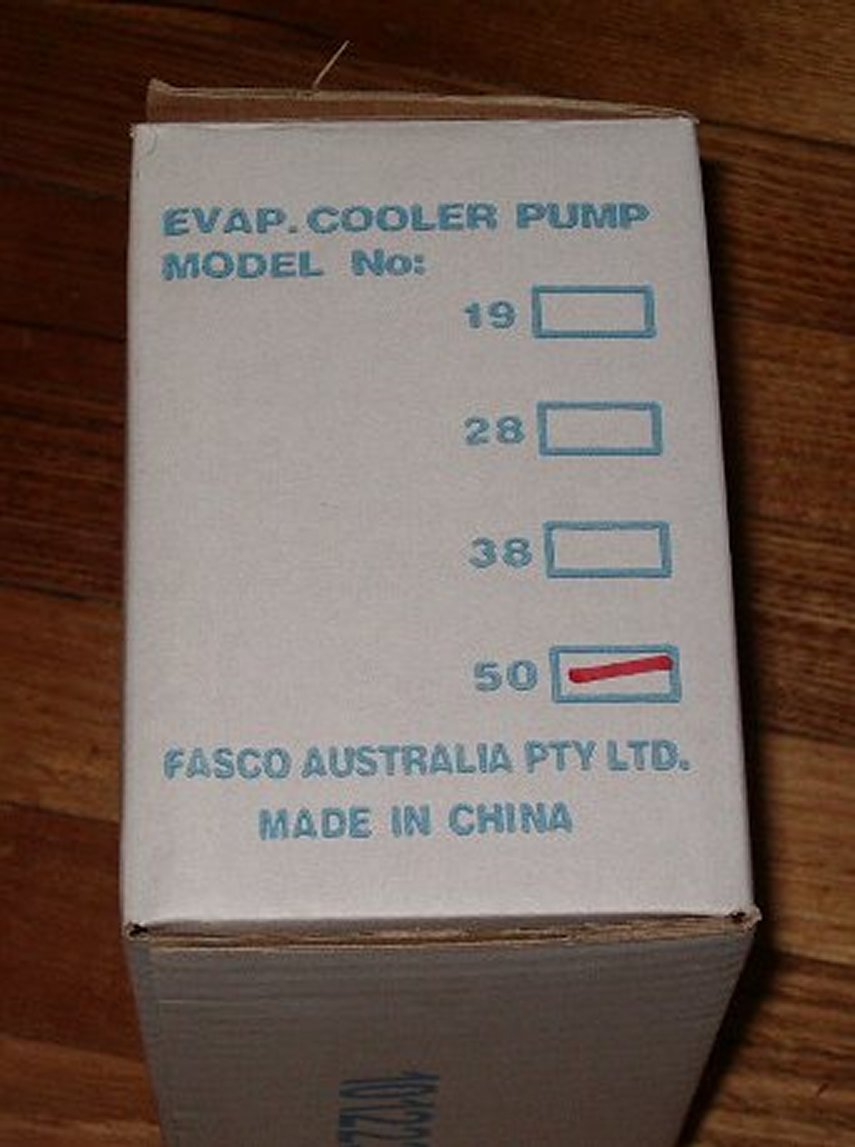 Fasco 50L/min Universal Evaporative Cooler Water Pump - Part # E/P50ST