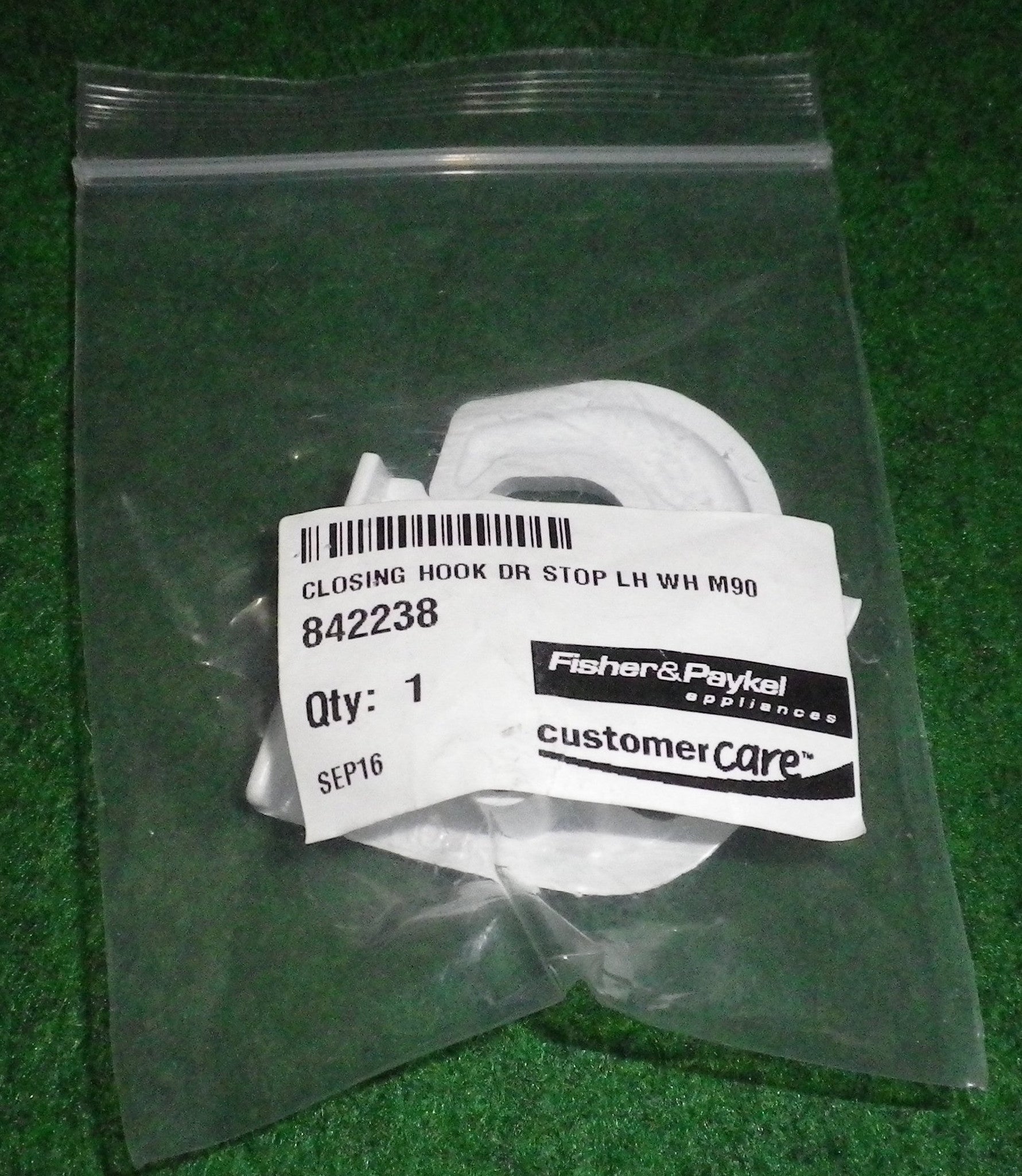 Fisher & Paykel White Left-Hand Fridge Door Closing Hook Stop - Part FP842238