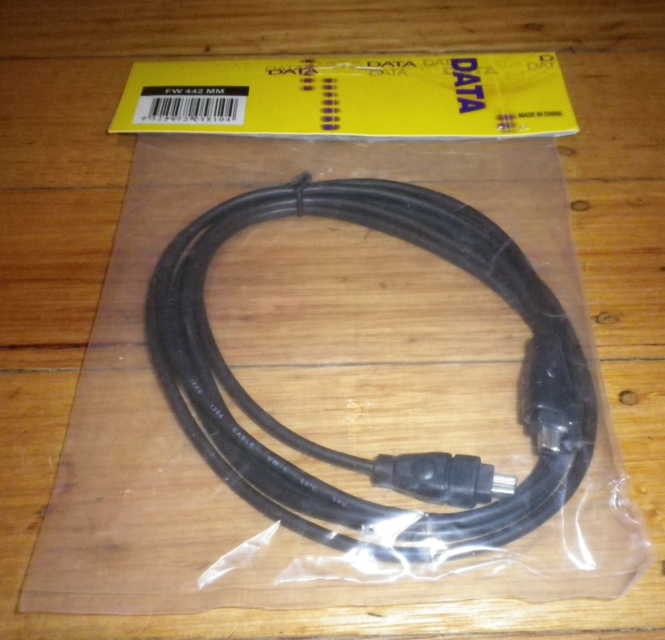 2-Meter Firewire 4P Male-to-Male Computer Cable - Part # FW442MM