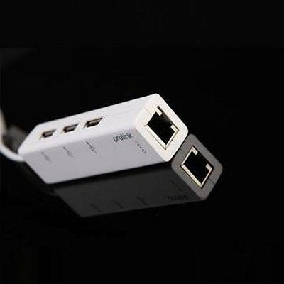 Prolink Premium Quality 3-Port USB 2.0 Data Hub with Ethernet Cable, 0.15 Meter - Model MP300