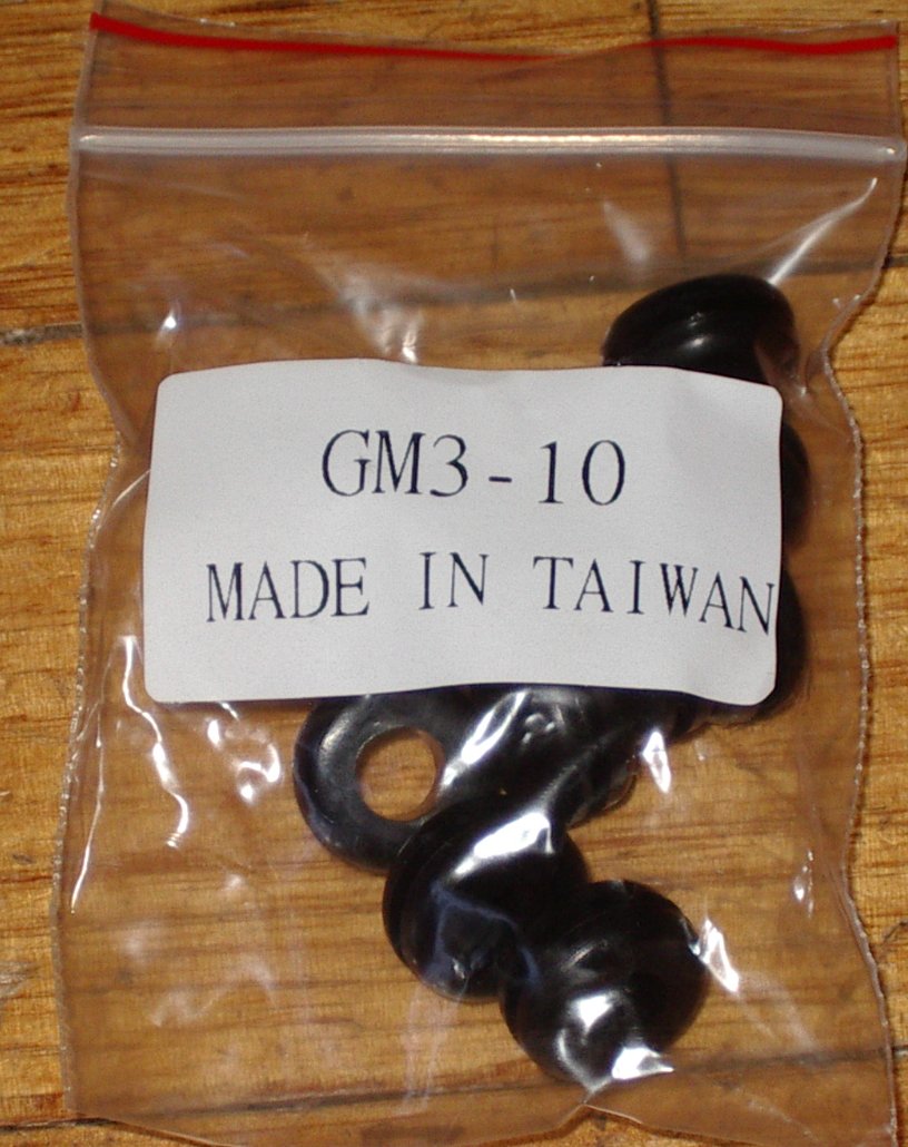 10-Piece Pack of Rubber Grommets with a 6.3mm Through Hole Suitable for 9.5mm Panel Holes, Part # GM3-10