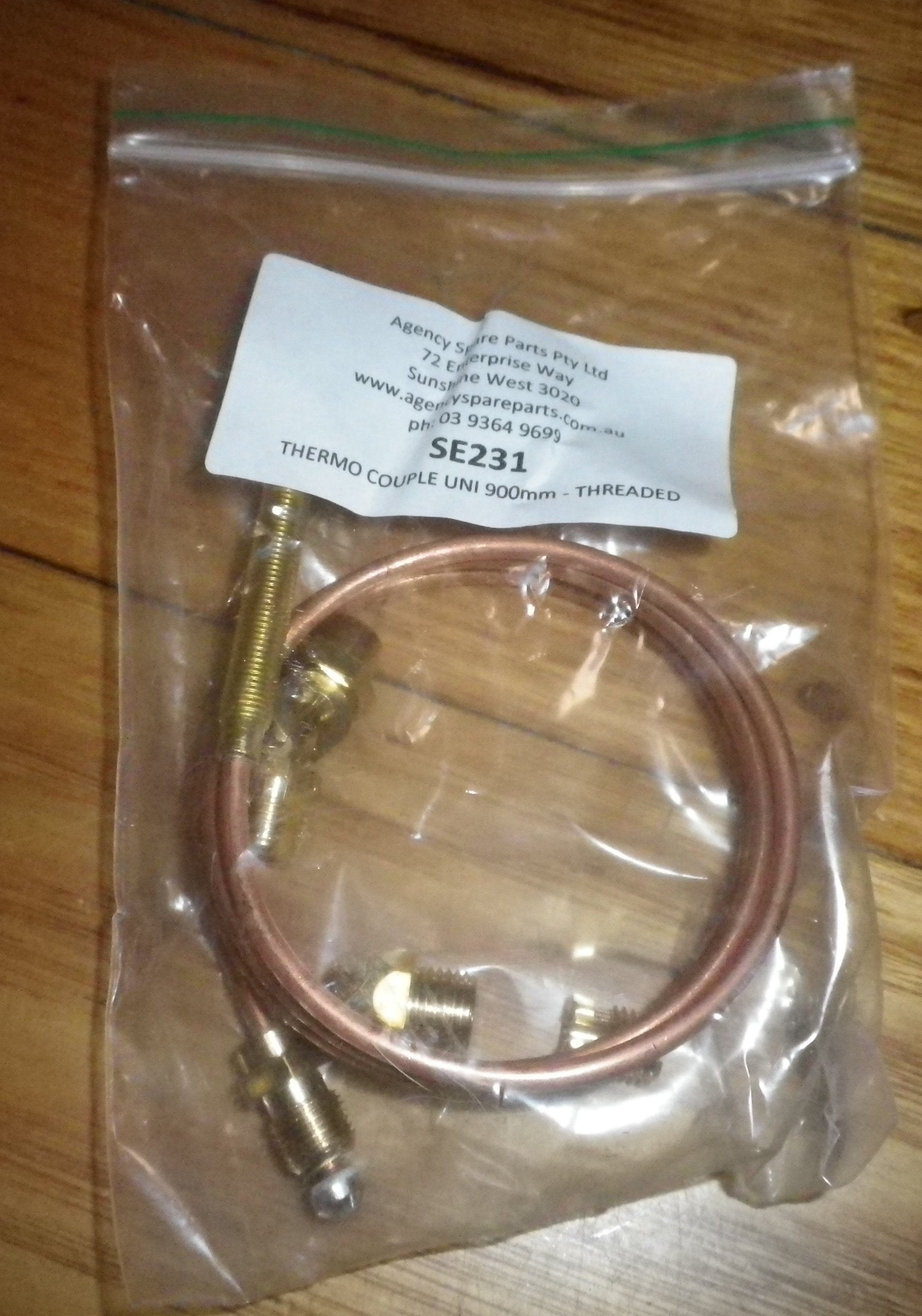 900mm Universal Threaded Gas Hot Water Thermocouple with Nuts - Part # SE231