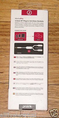 Prolink Premium 3.5mm Stereo Audio Lead - 2m to Dual Sockets, Part # MP155