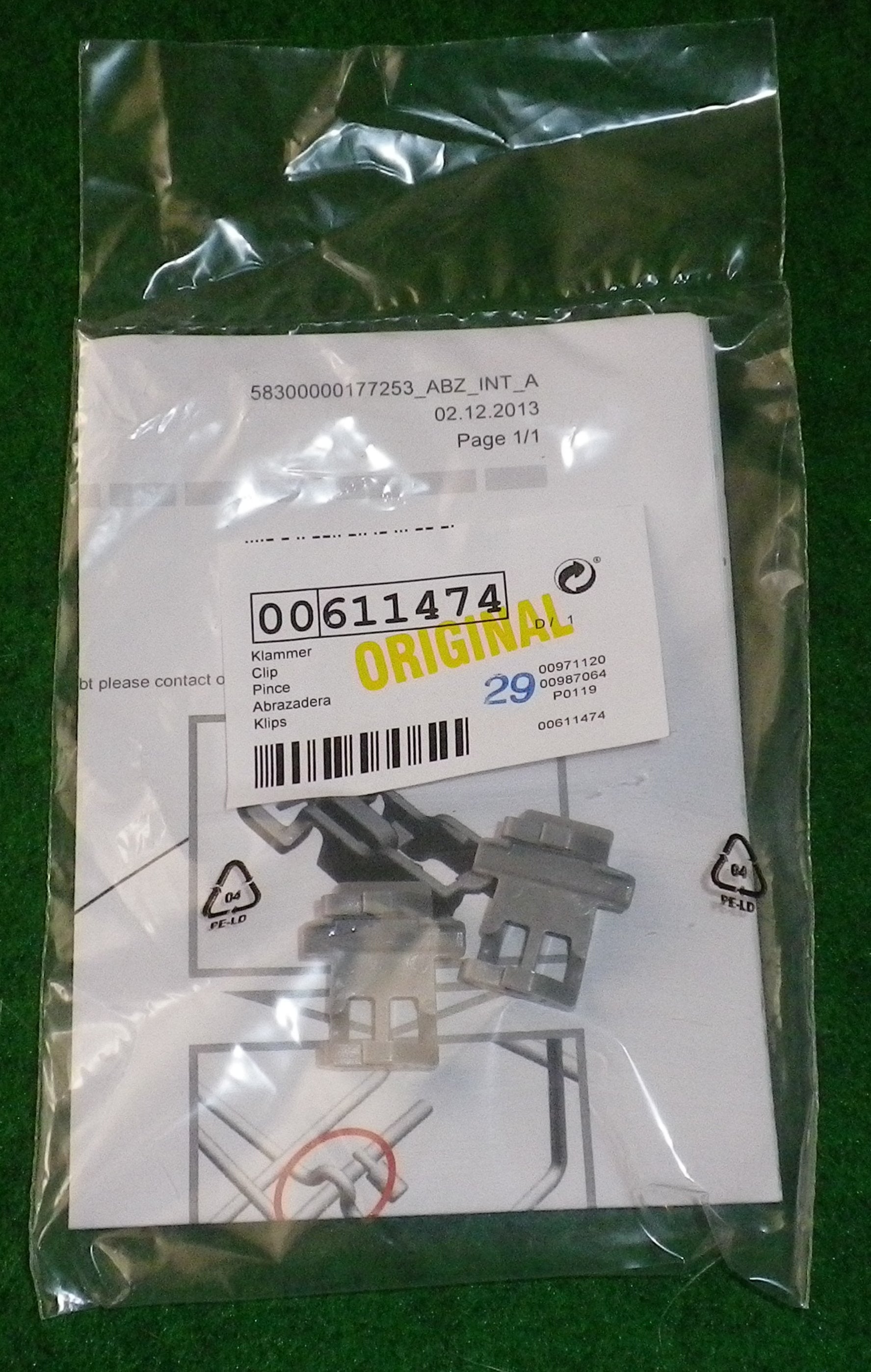Bosch SMS and SMU Series Dishwasher Upper Basket Rack Clips (Pack of 2) - Part # 611474