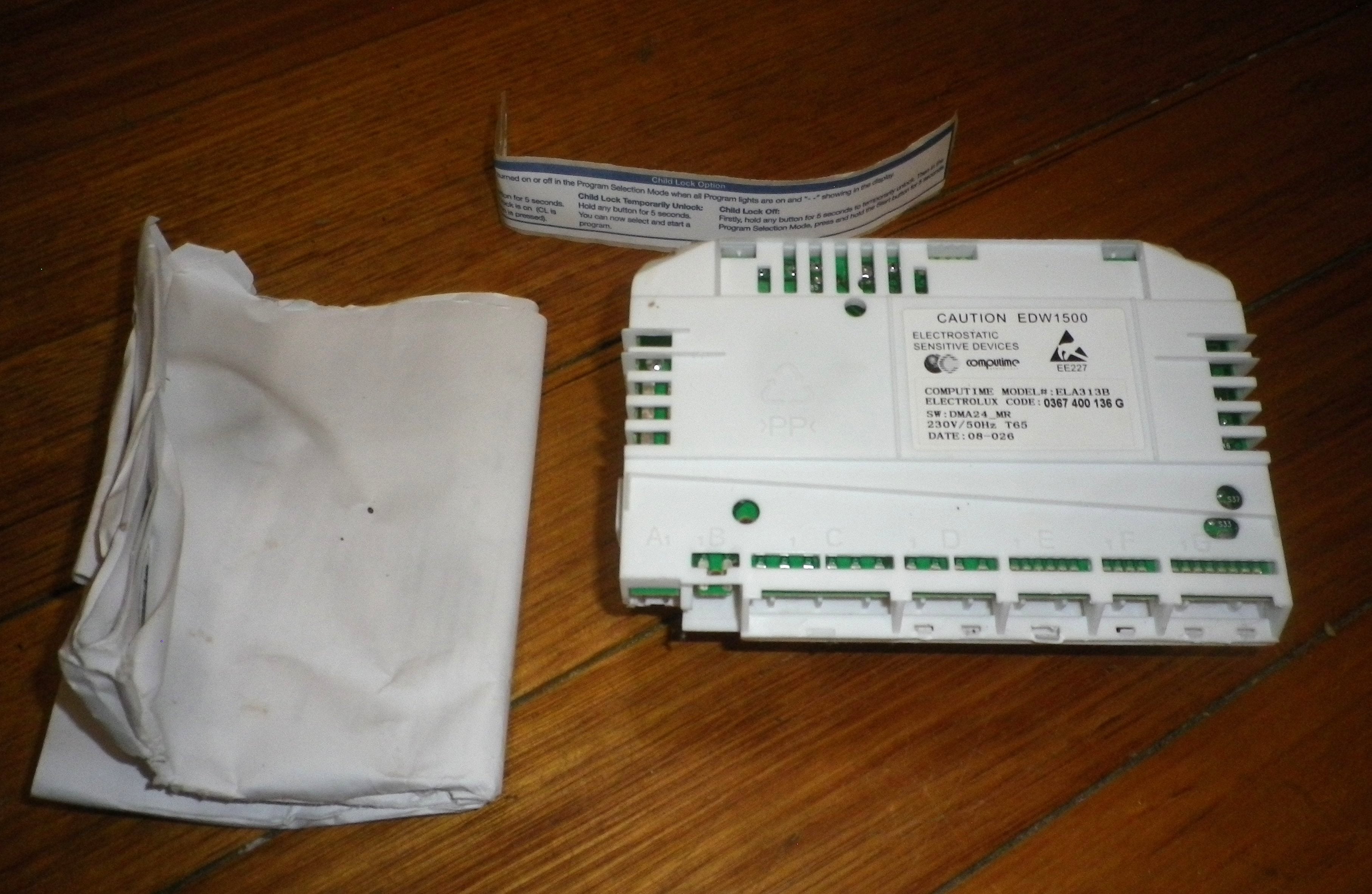Genuine Electrolux Dishlex DX403SB, DX403WB, DX403IWB Dishwasher Control Module #0367400142
