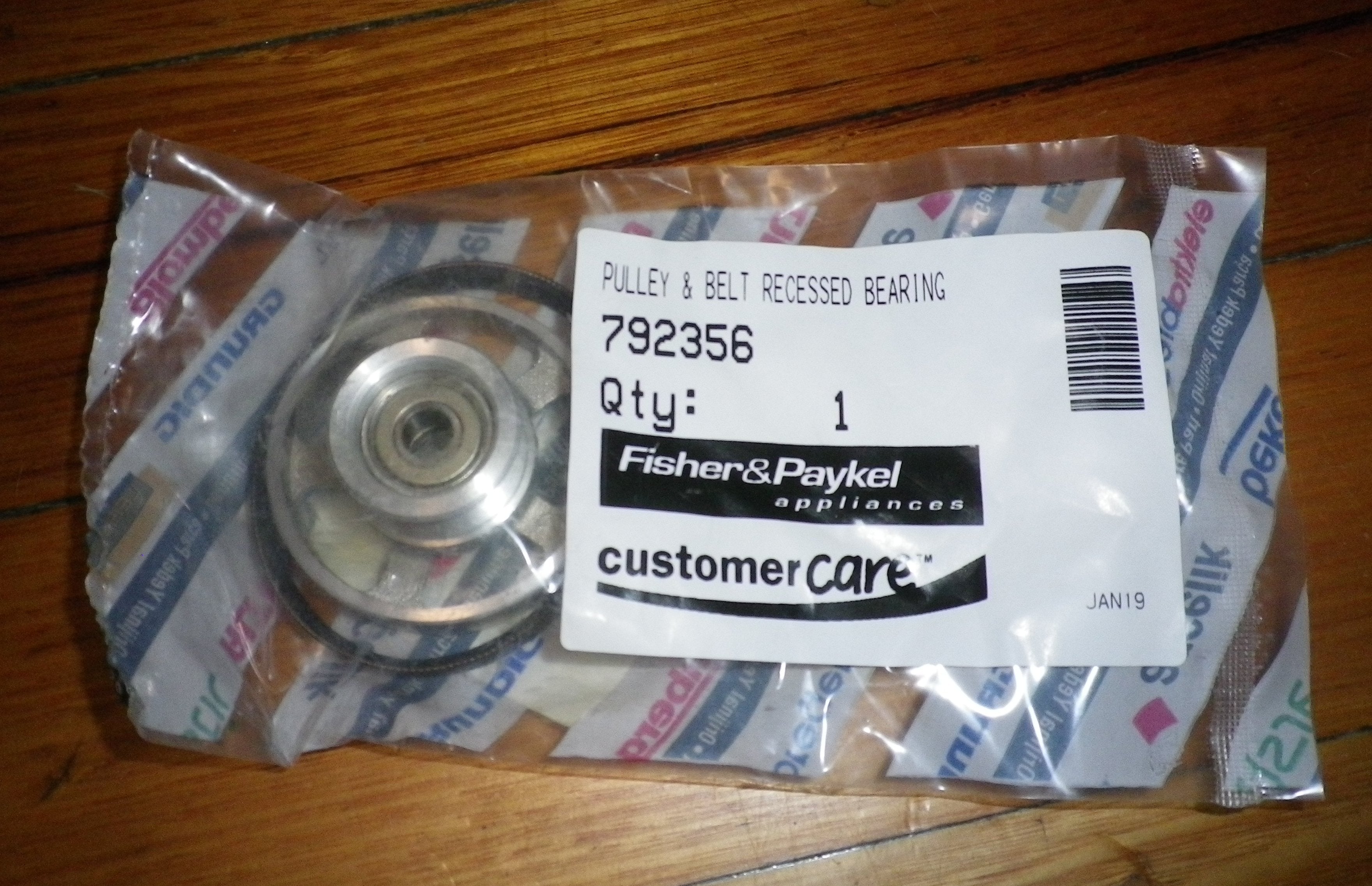 Fisher & Paykel DE60F60EW1 Clothes Dryer Replacement Jockey Pulley and Motor Belt Assembly - Part # FP792356