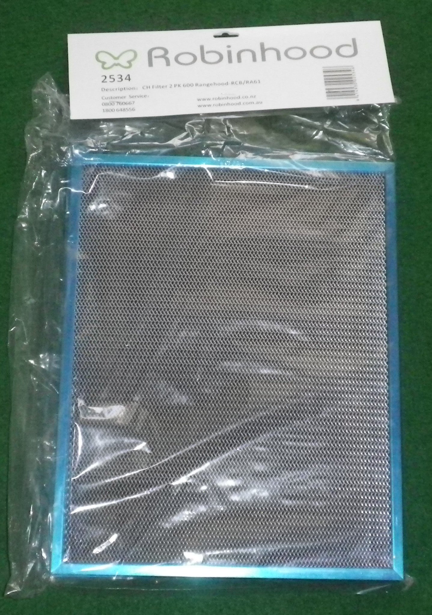 Robinhood RCA2AI6, RCB2AH6, RA61 600mm Rangehood Carbon Filter Set (Pack of 2) - Part #2534