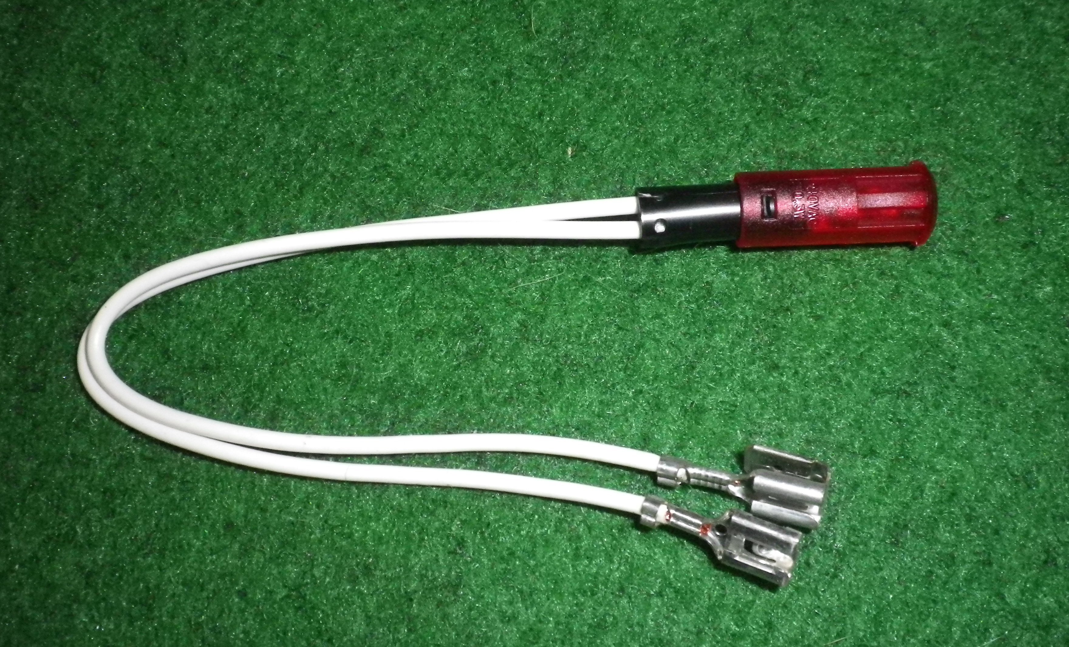 240VAC Chef 10mm Round Red Neon Indicator Light with 150mm Wires - Part # 35745