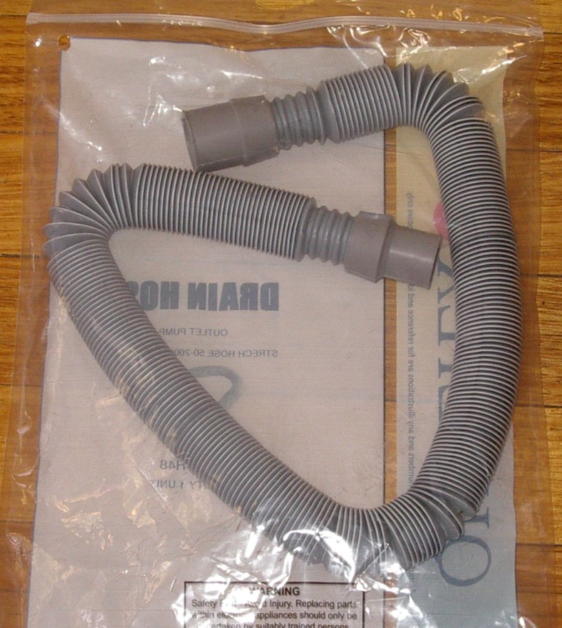 Universal 2.0 - metre Stretchable Outlet Drain Hose for Dishwashers and Washing Machines with 19mm and 22mm Diameter Ends - Part # DWH48
