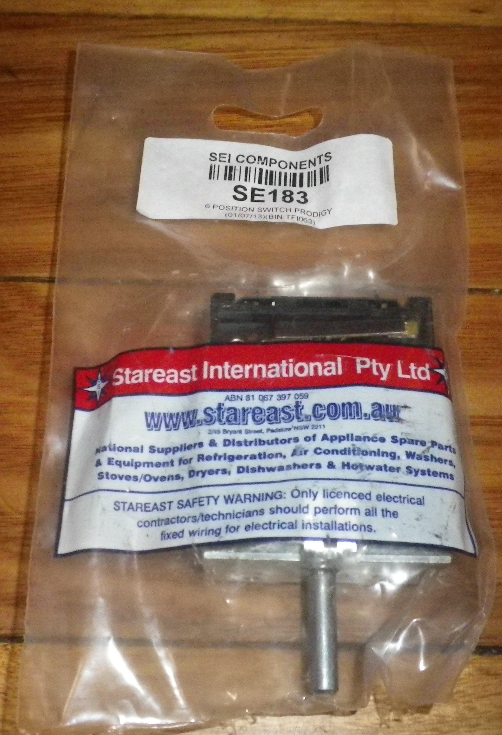 Prodigy 6-Position Oven Selector Switch - Part SE183, RS/88/00