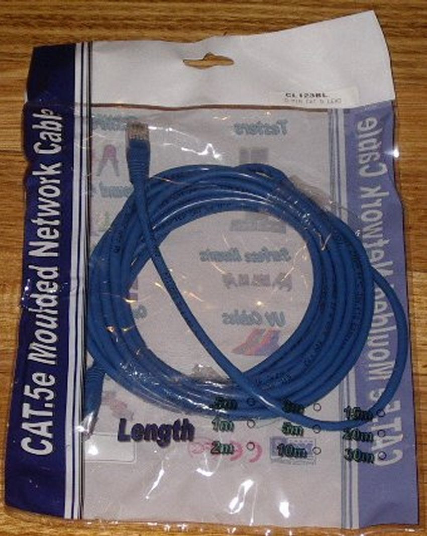 CAT5E Blue Network Cable - 5 Metre RJ45 to RJ45 Computer Network Lead - Part # CL123