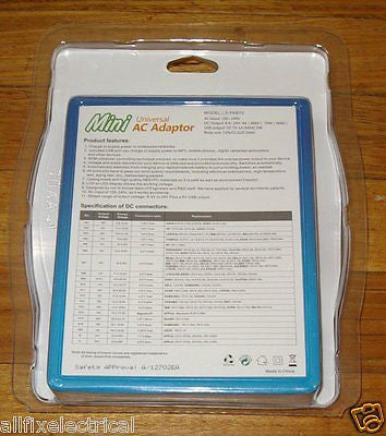 4Amp Universal 12 - 22Volt Switchmode AC Adaptor for Laptops - Part # LS - PAB70