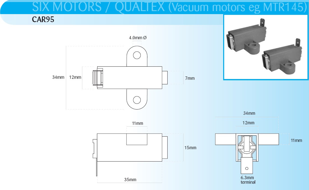 High - Quality Qualtex Vacuum Cleaner Motor Carbon Brushes Set - Part # CAR95