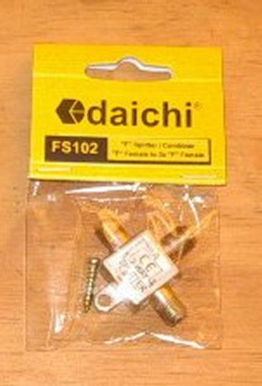 Dai-ichi High-Performance 2-Way F-Connector Coax TV Antenna Splitter FS102