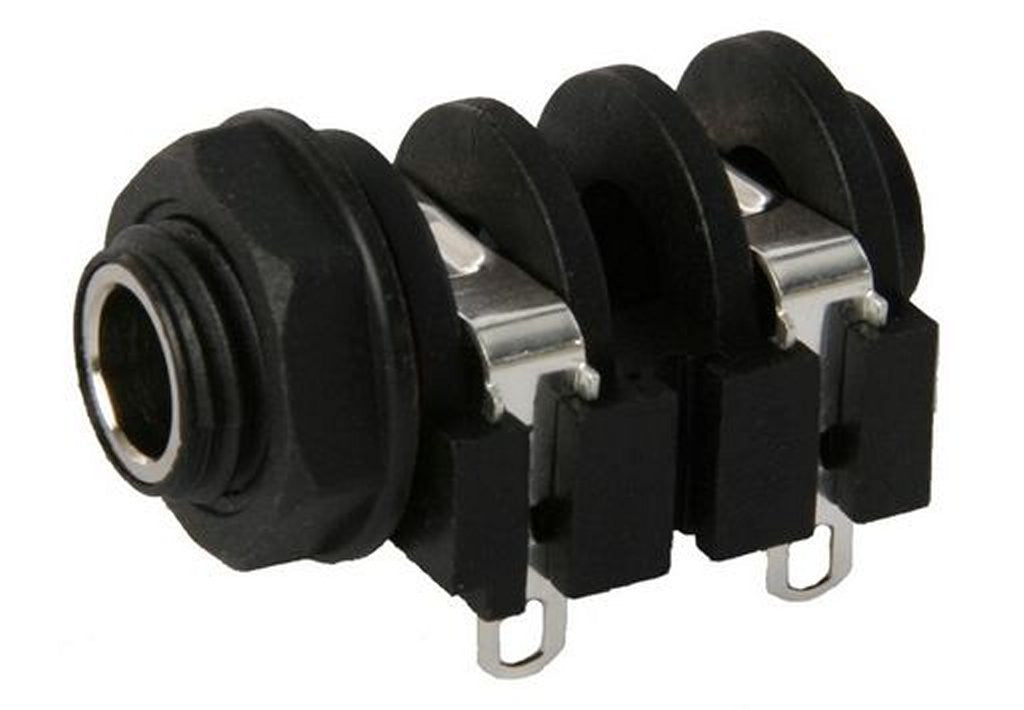 6.3mm Plastic Insulated Mono Switched Phone Socket with Solder Tags - Part Number BJ102, Ideal for Audio Equipment