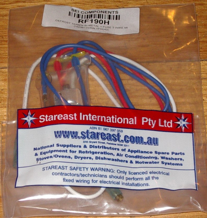 Universal 15°C & 72°C Defrost Termination Cutout Fuse - Part RF190H