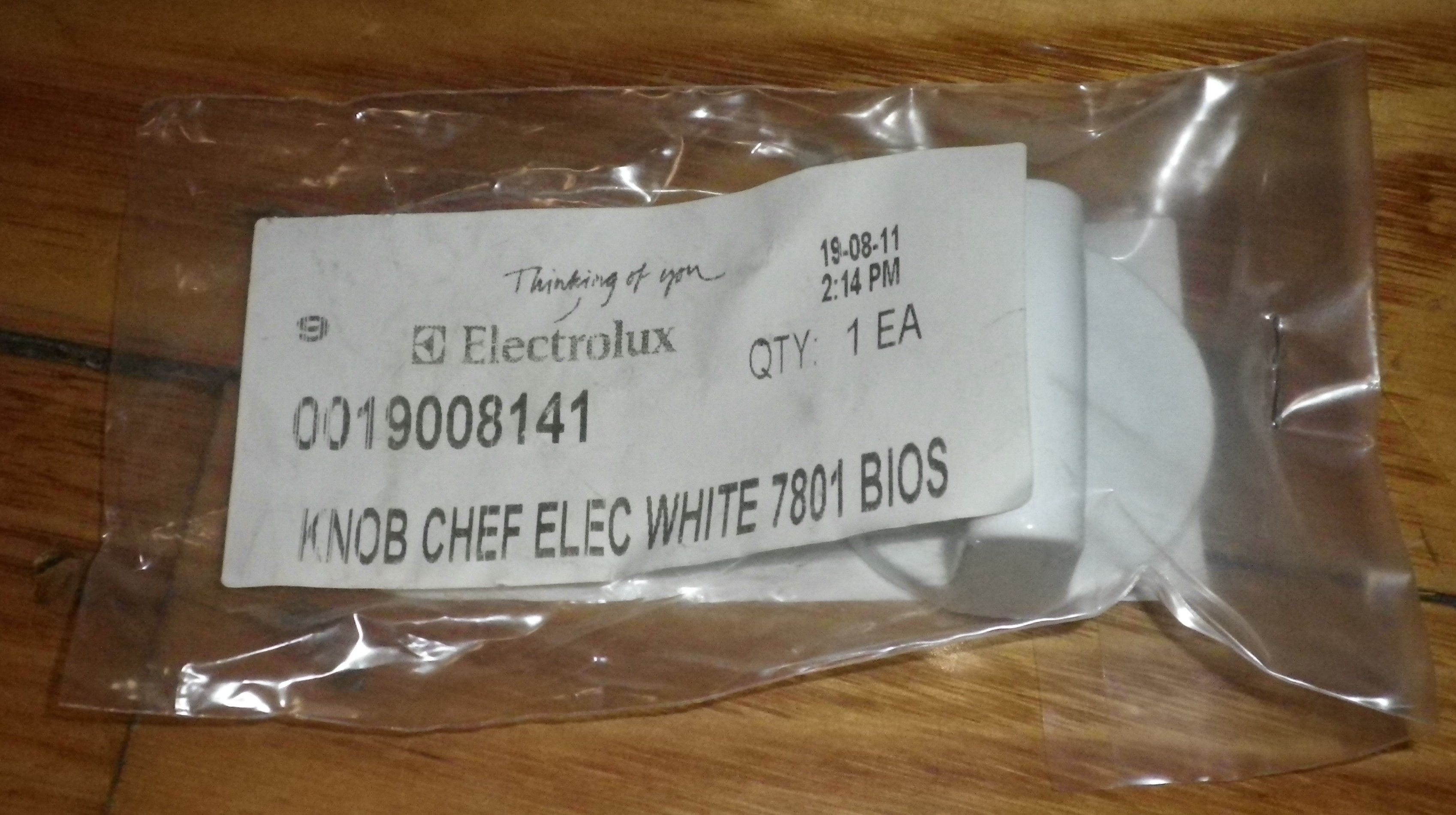 High - Quality White Stove Control Knob for Chef, Electrolux, and Westinghouse Appliances - Genuine Part # 0019008141