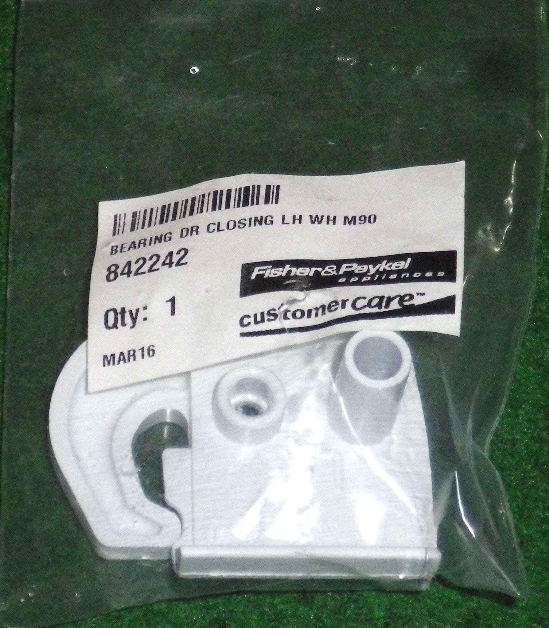 Fisher & Paykel Early White Left-Handed Door Closing Hook Stop for Refrigerators - Part Number FP842242