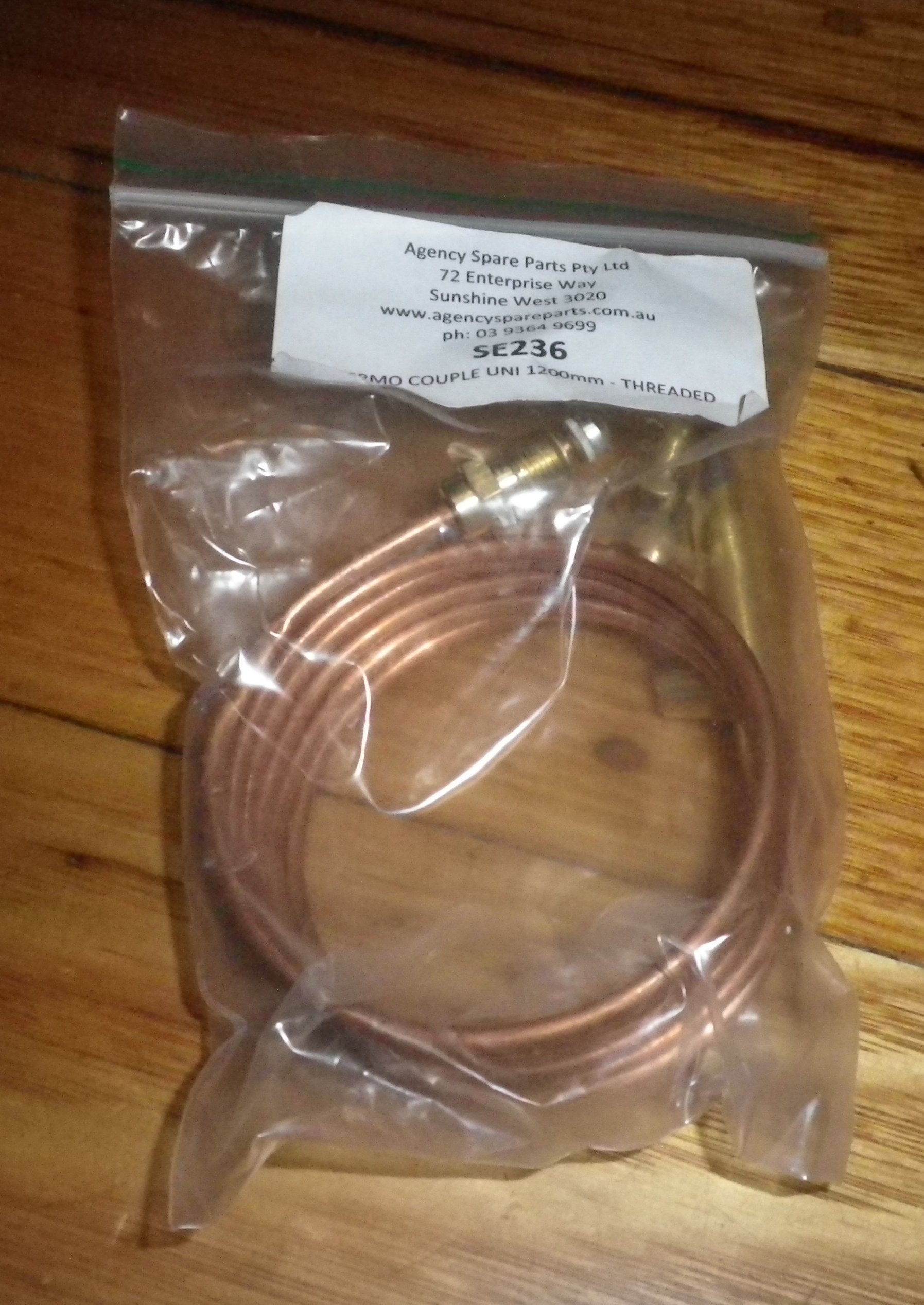 1200mm Universal Threaded Gas Hot Water Thermocouple with Nuts - Part # SE236
