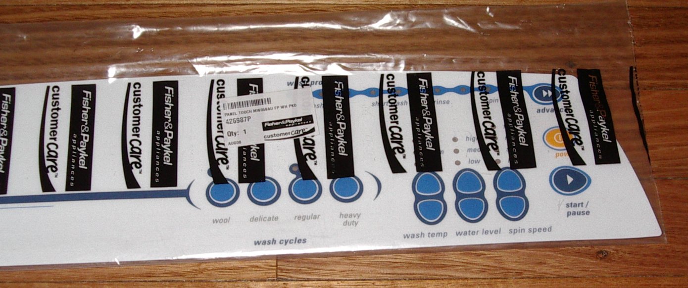 Fisher & Paykel MW058 and MW059 Front Panel Adhesive Decal Replacement - Part Number FP426987P