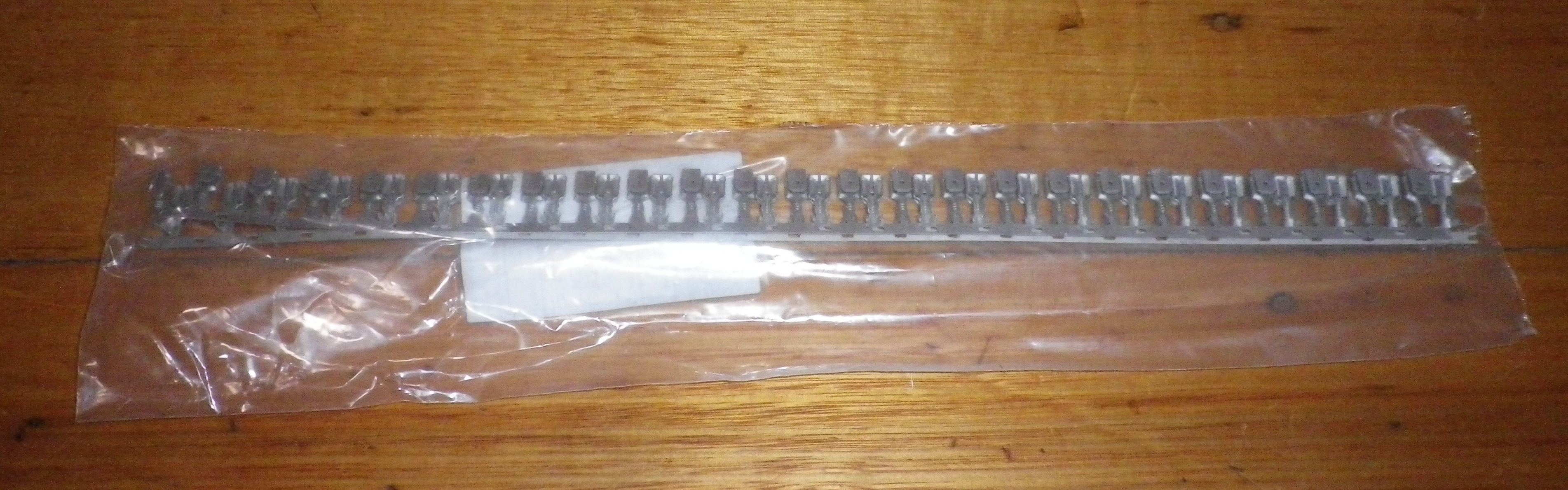 Non-Insulated 4.75mm Piggyback Spade Crimp Terminals - A Strip of 50 Pieces, Part # 62026-1-50 for Electrical Connections