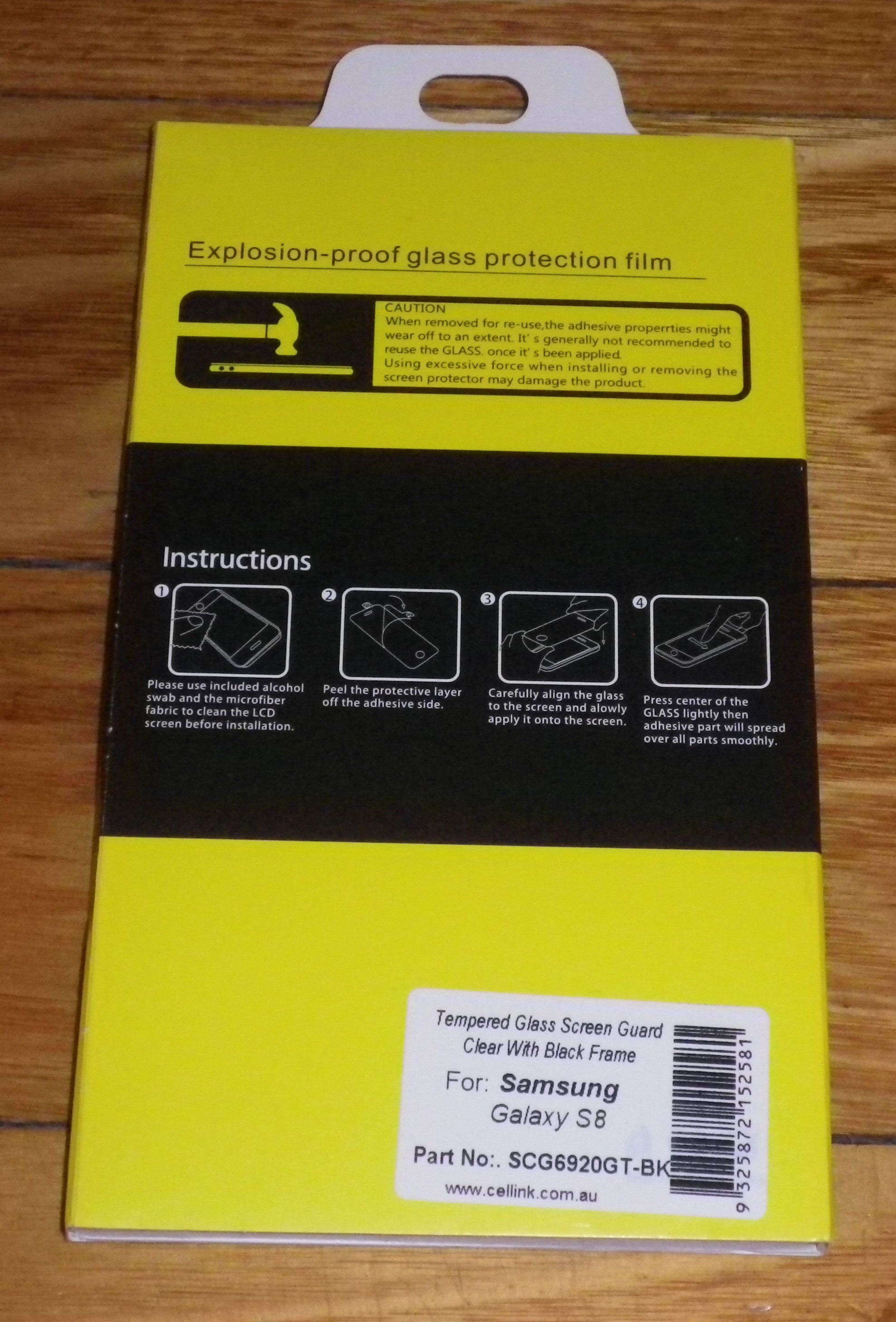 Samsung Galaxy S8 High - Quality Tempered Glass Screen Protector with Black Trim - Part Number SCG6920GT - BK