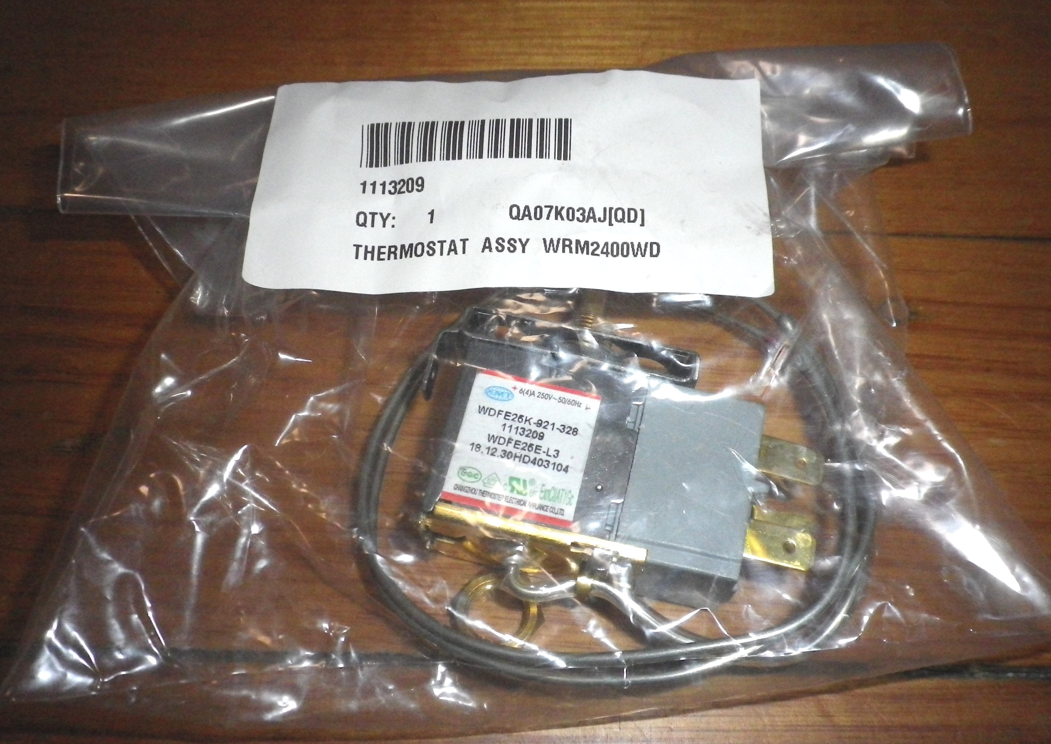 Westinghouse Asian-Style Single Door Fridge Thermostat - Replacement Part # 4055090155, Compatible with Models WRM2400WD, WDFE25E-L3