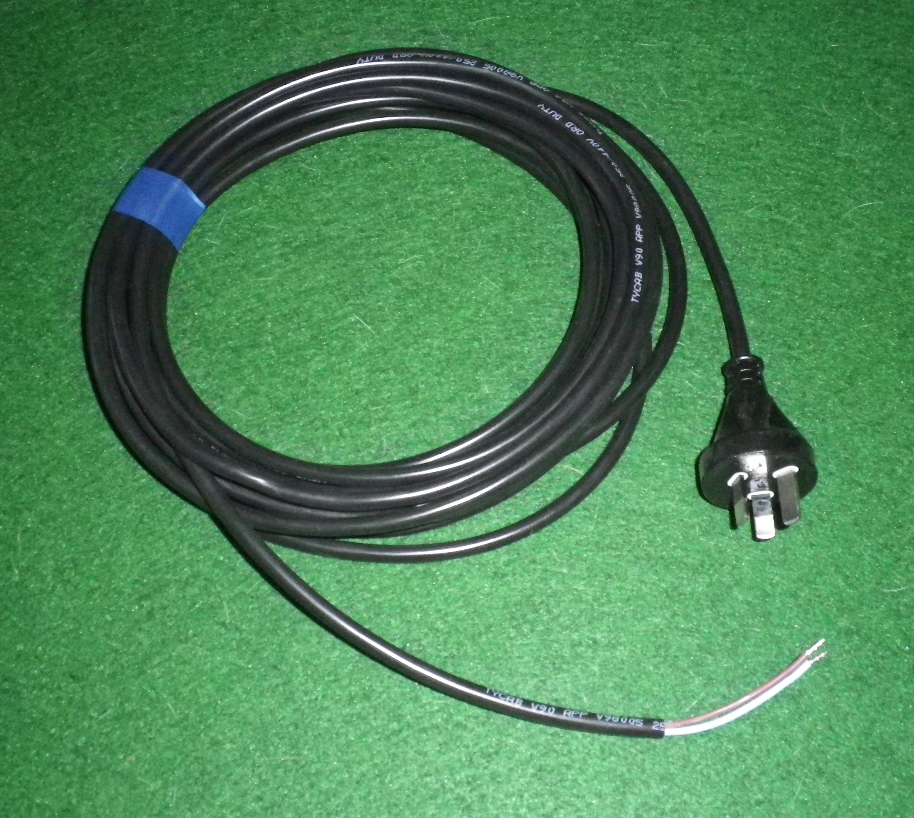 Universal 7.5-Meter Round 2-Wire Mains Power Cord and Plug for Vacuum Cleaners - Part # CR7.5-2
