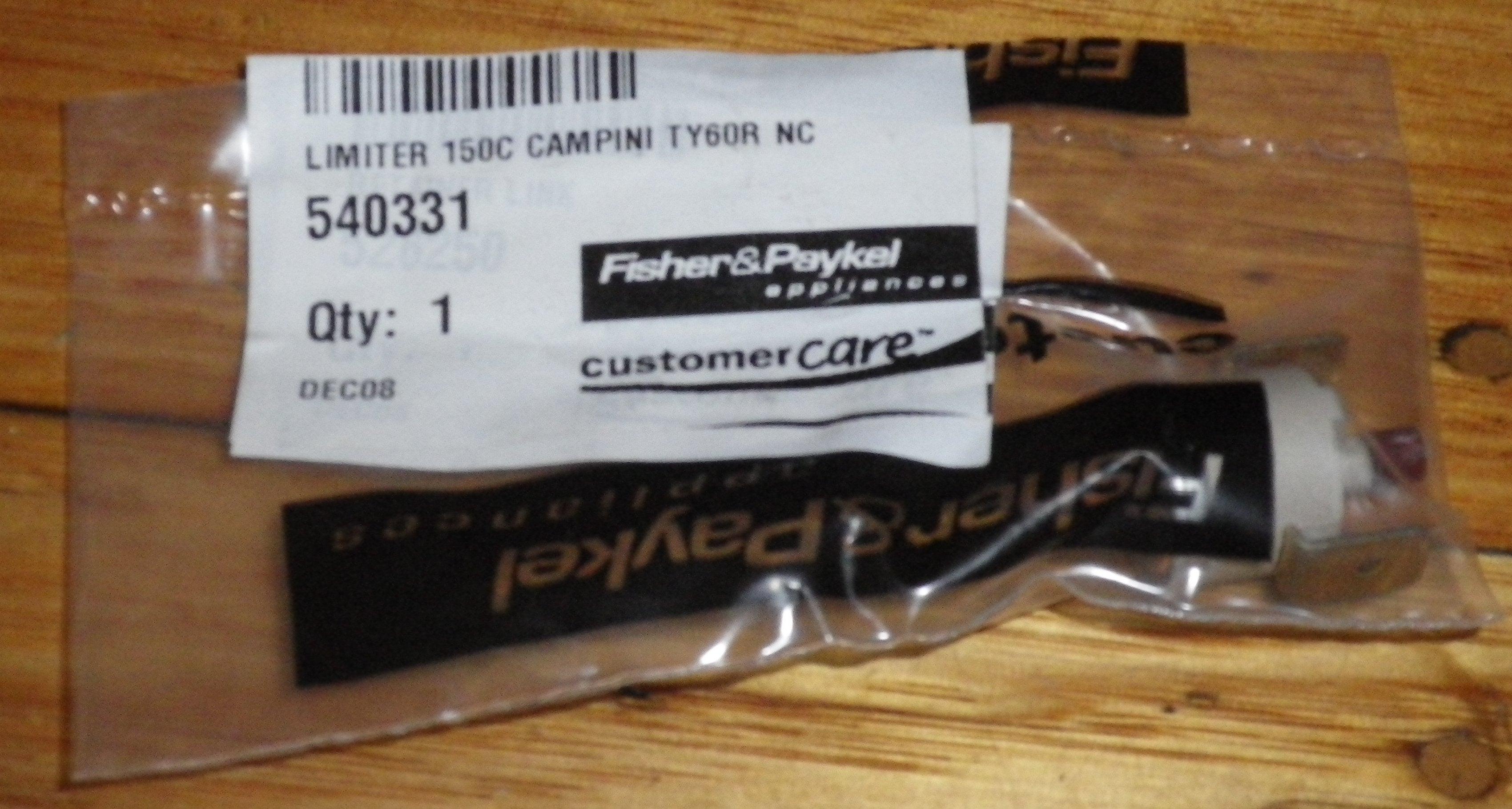 Fisher & Paykel Campini 150 Degrees Celsius Normally Closed Manual Reset Thermal Cutout for Built - in Ovens - Part Number FP540331
