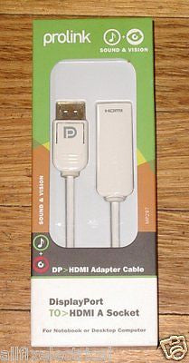 High - Quality Prolink DisplayPort to HDMI - A Audio - Visual Adaptor (0.15 Meters) - Part # MP297