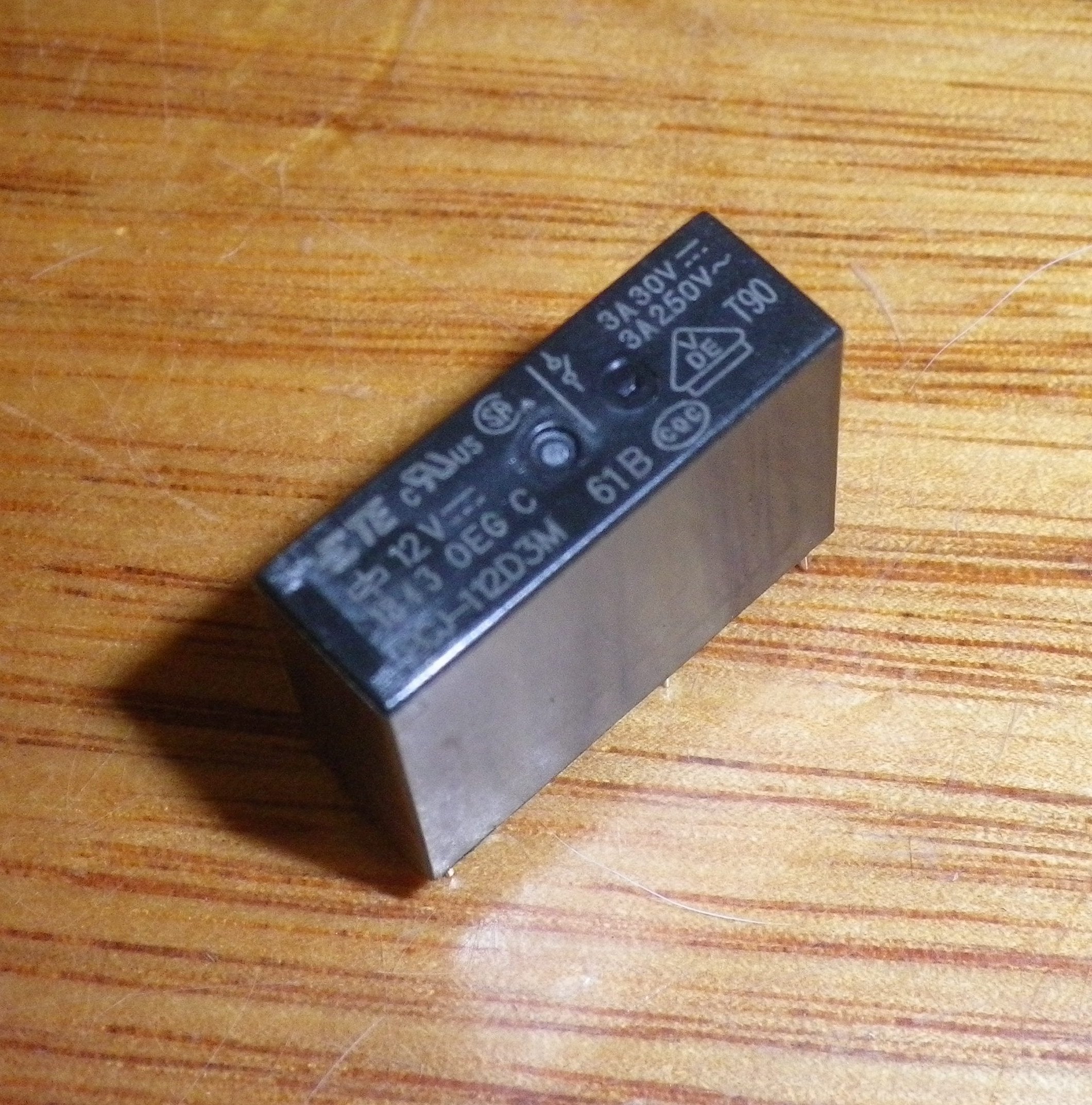 TE-Connectivity Single-Pole Single-Throw (SPST) 12-Volt DC Coil Relay with 240VAC, 3-Amp Contacts - Part # PCJ112D3M