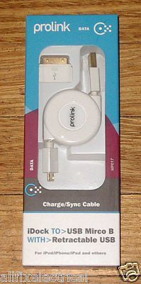 Prolink Premium 0.8m iDock to Micro - B & USB - A Data Adaptor - MP017