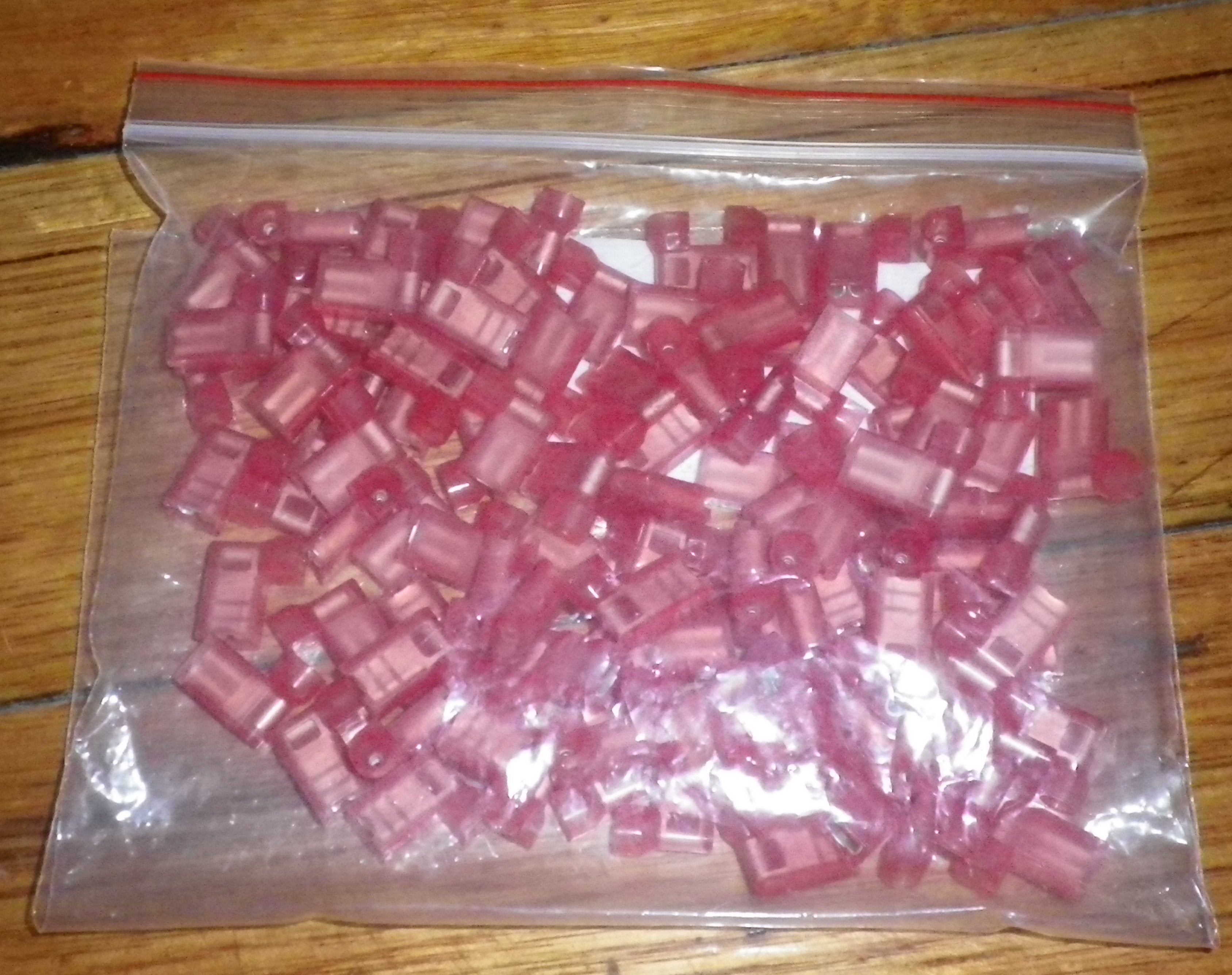 Red 600V Insulated 4.8mm Female Flag Spade Terminals - Pack of 100