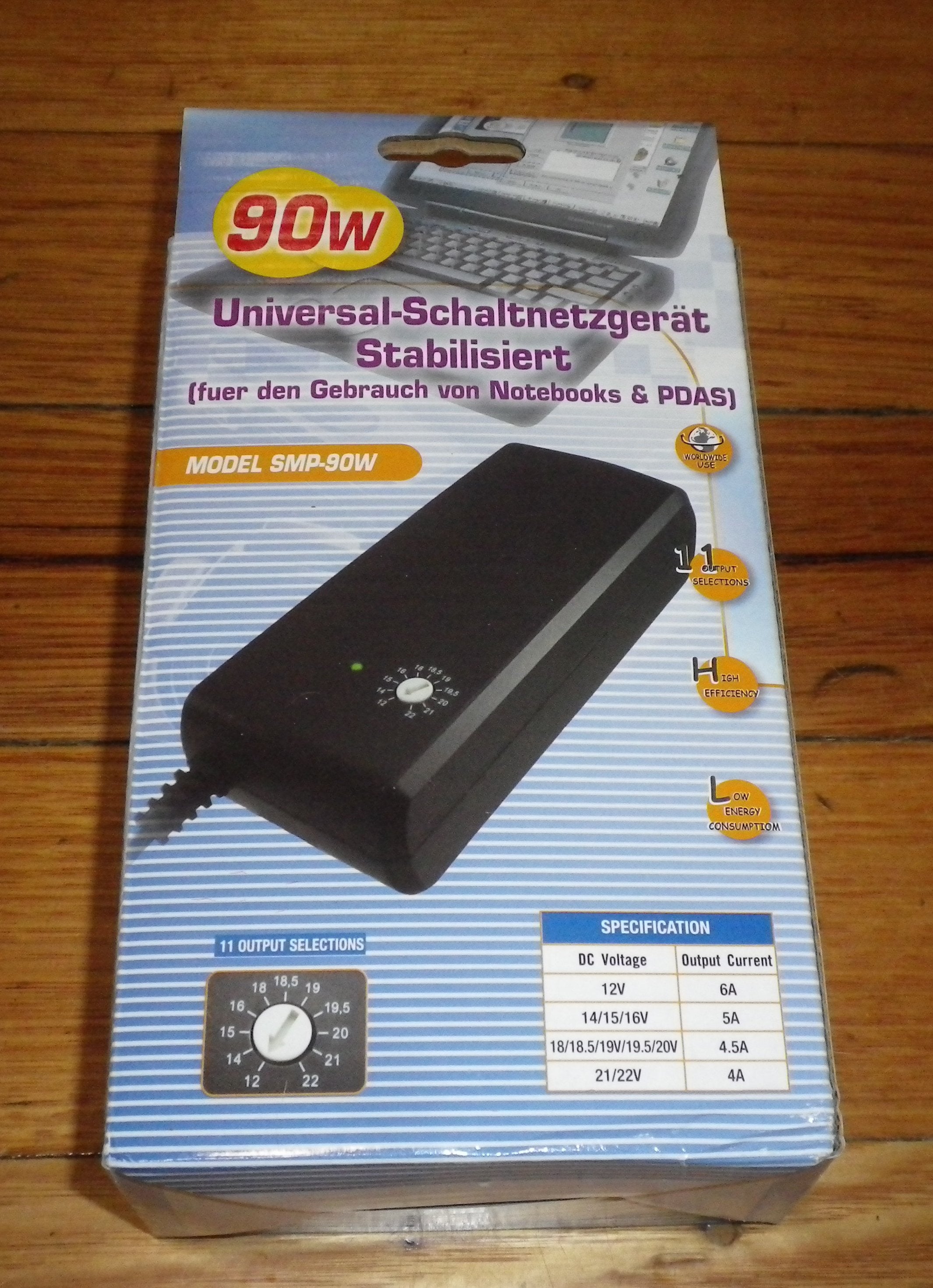 Universal 90Watt 12 - 22Volt Switch - mode AC Power Adaptor for Laptop Computers and Personal Digital Electronic Devices - Part # SMP - 90W
